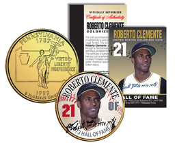 Roberto Clemente *Hall Of Fame* Legends Pennsylvania Quarter Us Gold Plated Coin - $8.56