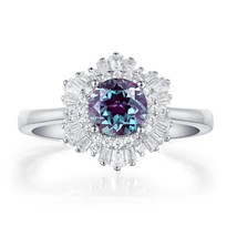Kuoit 0.8CT Natural Alexandrite Gemstone Ring for Women Solid 925 Sterling Silve - £58.56 GBP