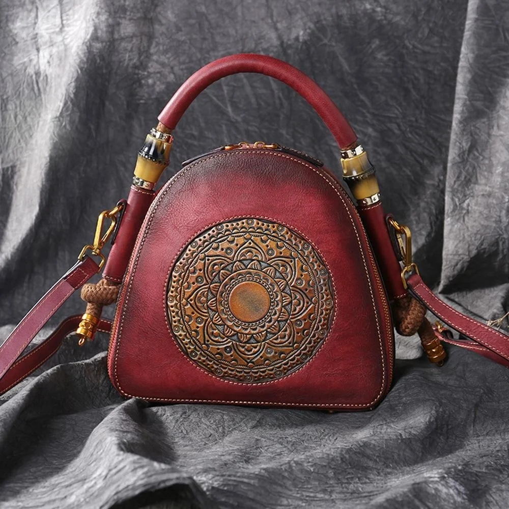  Luxury Handmade Embossed Women Crossbody Bag 2024  Retro  Leather Shell Bag Lad - £89.04 GBP