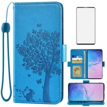 Compatible With Samsung Galaxy S10 Wallet Case And Tempered Glass Screen Protect - £20.32 GBP