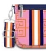 Carla Street Neoprene Everyday Crossbody Pink Orange Greek Key - £22.59 GBP