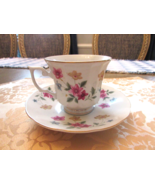 BONE CHINA TEACUP &amp; SAUCER H9 MULTI FLOWERS GOLD  MADE IN CHINA - $235.17 MXN