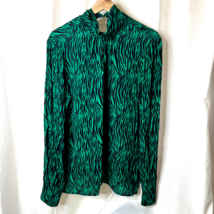 Karenbritchick The Drop Womens Stunning Green Black Shirt Top Blouse Sz L Large - £14.38 GBP