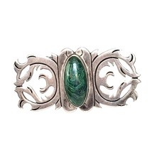 Taxco 980 Sterling Silver And Malachite Ralph Melendaz Style Brooch Sky - £89.55 GBP