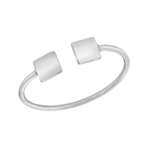 Contemporary Double Sleek Squares Open Wrap Sterling Silver Band Ring-9 - £6.93 GBP