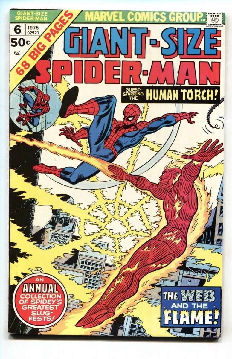 Primary image for GIANT-SIZE SPIDER-MAN #6 comic book 1975 Marvel HUMAN TORCH