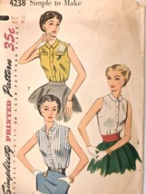 Vintage 1950s Sewing Pattern Simplicity #4238 Blouse Simple Size 12 Bust 30 - £12.40 GBP