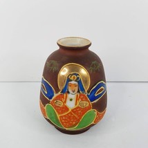 Satsuma Moriage Vase Porcelain 3&quot; Miniature Hand Painted Made in Japan Vintage - £18.50 GBP