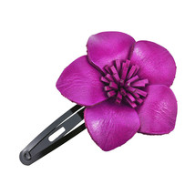 Cute and Colorful Purple Tropical Flower Leather Hair Clip - £9.29 GBP