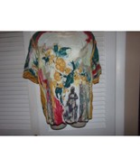 Vintage Casien Swinger 80s watercolor blouse size S Excellent - $12.08 CAD