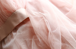 Blush Pink Long Tulle Skirt High Waisted Plus Size Tulle Maxi Skirt image 9