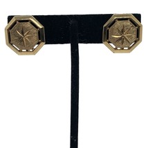Vintage Gold-Tone Octagonal Starburst Clip-On Earrings - $14.60