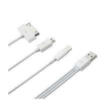 [Pack Of 2] Reiko 8 Pin And Micro Usb Trio 3-IN-1 Usb Data Cable 0.58FT In White - £20.72 GBP