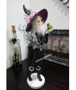 Halloween Witch with Frog Pink Coquette Bow Figurine Statue Tabletop Dec... - $69.35 CAD