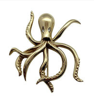 Vntage 14K Yellow Gold Over Octopus Brooch Pin VVS1 Diamond Eyes - £107.24 GBP