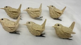 Vintage Lot of 6 White Gold Glitter Resin Clip On Birds Christmas Ornaments 3&quot; - £23.23 GBP