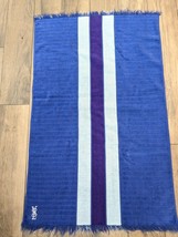 Vintage Yves Saint Laurent Fieldcrest Towel Striped Blue Purple fringe r... - $90.00