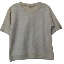 Rebecca Taylor Mixed Textures Prints Knit Top Sweatshirt Size M Silver T... - $27.50