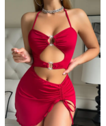 New Sexy Pajamas for Women, Halter Sexy Pleated Hollow Nightwear, Banque... - $28.02 CAD