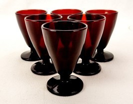 Set of 6 Royal Ruby Glass Footed Cordials, 3 Oz, Schnapps, Rum,  Anchor ... - £23.46 GBP