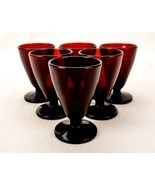 Set of 6 Royal Ruby Glass Footed Cordials, 3 Oz, Schnapps, Rum,  Anchor ... - £23.02 GBP