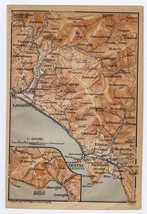 1906 Antique Map Of Vicinity Of Chiavari Lavagna Sestri Levante Liguria Italy - £16.94 GBP
