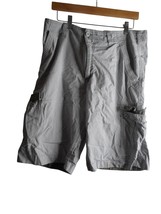 Grey lightweight 100% cotton Men&#39;s Cargo Shorts Sz 34 flat front Wear First - $16.99