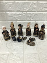 Vintage Mexican Tonala Hand Painted Pottery Nativity Folk Art Set 13 Piece Set - £52.94 GBP
