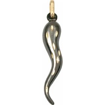 14k Gold Large Italian Horn Charm Lucky Jewelry 29mm - £49.31 GBP