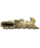 Vintage Railroad Train Conductor Tie Clip Clasp Gold Tone Accessory F10B - $19.99