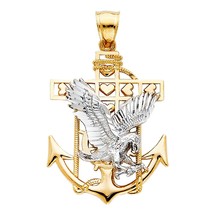 14K Two Tone Gold Mariner Eagle Pendant - £312.76 GBP