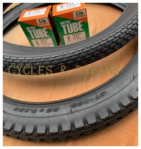 Black S2 Vintage Schwinn 20 X 2.125 Bike Tire Diamond &amp; Brick Tread W/TUBES - £49.08 GBP
