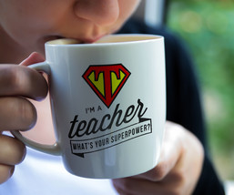 Best Teacher Mug Gift, Funny Coffee Mug For Teacher Appreciation, Superp... - £12.74 GBP