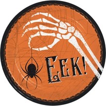 Wicked Webs EEK Skeleton Bones Spider 8 Ct Dessert Cake 7&quot; Plates - £2.99 GBP