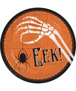 Wicked Webs EEK Skeleton Bones Spider 8 Ct Dessert Cake 7&quot; Plates - £3.01 GBP