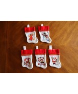 Vtg 80’s Santa&#39;s Best Supree Christmas Mini Stocking Lot 5x Snowman Ange... - $11.34