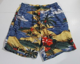 Nautica Mens Swim Trunks Tropical Pattern Blue EUC Large - $12.99
