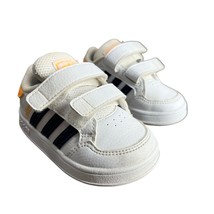 Adidas breaknet sneaker size 5 baby tennis shoes white blue adj straps  - £15.82 GBP