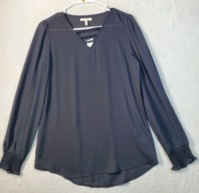 Maurices Blouse Top Womens Size XS Black 100% Polyester Long Sleeve V Neck - £12.39 GBP