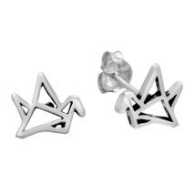 Bird of Happiness Crane Origami Sterling Silver Stud Earrings - £8.20 GBP