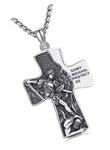 Cross St Michael Necklace 925 Sterling Silver St Michael for - $329.20
