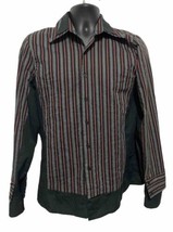 PRIMO EMPORIO Button Down Stripe Black Men’s Italia Shirt Size L - £17.74 GBP
