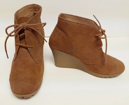 White Mountain ICON Ankle Boots Booties Wedge Suede Leather Brown Women&#39;... - £21.07 GBP