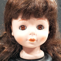 Artist Painted Dark Brown Hair 4&quot;x 3&quot; GIRL CHINA HEAD for 14-15 in Doll Making - £3.48 GBP