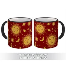 Half Moon Sun : Gift Mug Pattern Stars Planets Celestial Print Esoteric Print Zo - £12.70 GBP