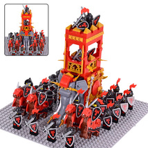 Medieval Red Dragon Knights Legion Army with War Elephant Minifigures Set C - £48.49 GBP