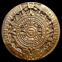 Ancient Aztec Inca Maya sculpture plaque in Bronze Finish - $28.71