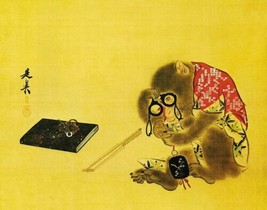 Painting Monkey Posing as a Collector. Oriental Repro Giclee Canvas - £6.75 GBP+
