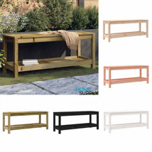 Outdoor Indoor Garden Patio Wooden Solid Pine Wood Wide Bench With Storage Shelf - £88.25 GBP+