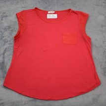 Calvin Klein Shirt Womens L Red Cap Sleeve Basic Casual Top with Chest Pocket - £8.55 GBP